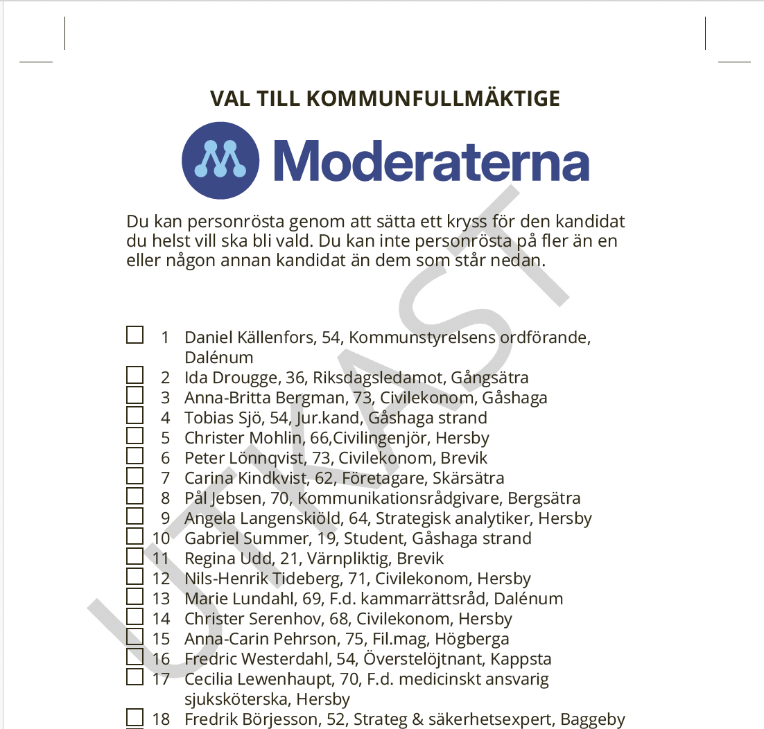 Valsedel Lidingömoderaterna 2026